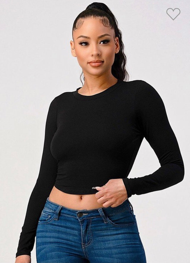 Black Cropped Tee Shirt